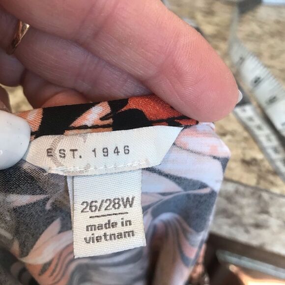 Floral Orange Brown Short Sleeve Shirt Women's Size 26 28 - Picture 8 of 8